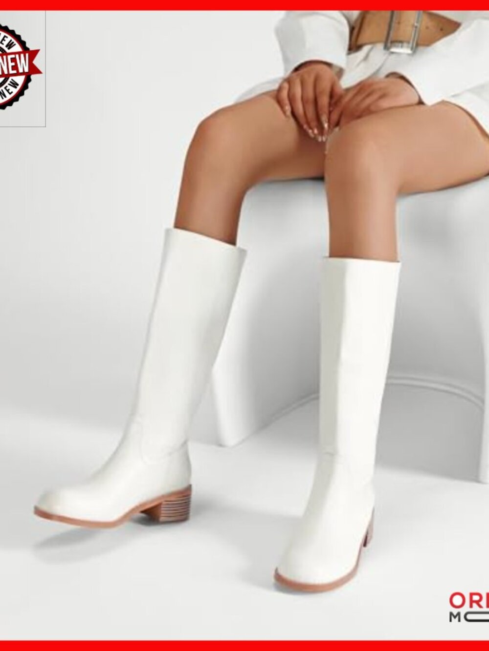Knee High Boots Wide Calf Platform Chunky Heel Pull On Square Toe - Picture 2 of 7